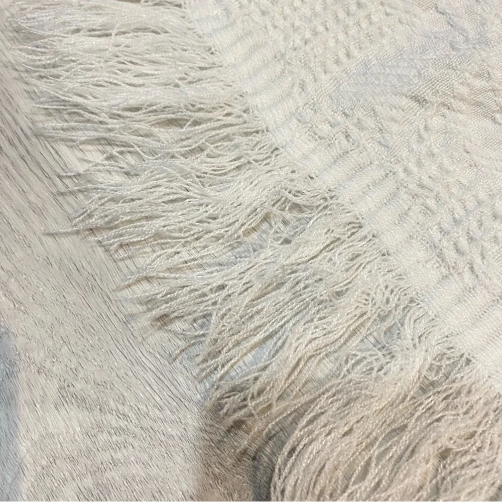 Gorgeous Hand knit White Throw Blanket or Baby Blanket - Square  40in